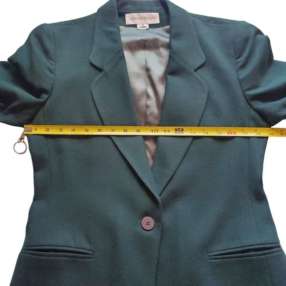 Vintage Jones New York Forest Green Wool Blazer Size 6 - Picture 9 of 10